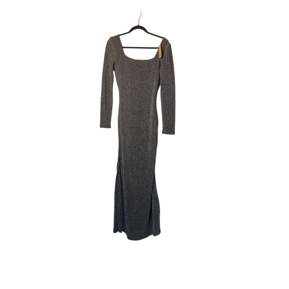 NWT Shapellx women’s long sleeve, maxi, shaping glittery gray dress S/XL - Picture 3 of 7
